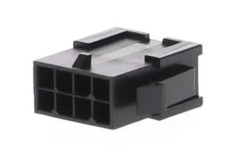 Molex 43020-0800 Micro-Fit 3.0 Plug Housing, Dual Row, 8 Position, UL 94V-0, Panel Mount Ears, Low-Halogen, Black