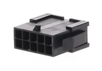 Molex 43020-1000 Micro-Fit 3.0 Plug Housing, Dual Row, 10 Position, UL 94V-0, Panel Mount Ears, Low-Halogen, Black