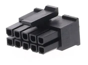 Molex 43025-1000 Micro-Fit 3.0 Receptacle Housing, Dual Row, 10 Position, UL 94V-0, Low-Halogen, Black