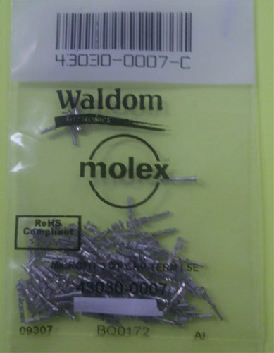 Molex 43030-0007 Micro-Fit 3.0 Female Crimp Terminal, with Tin Plated Phosphor Bronze Contact, 20-24AWG