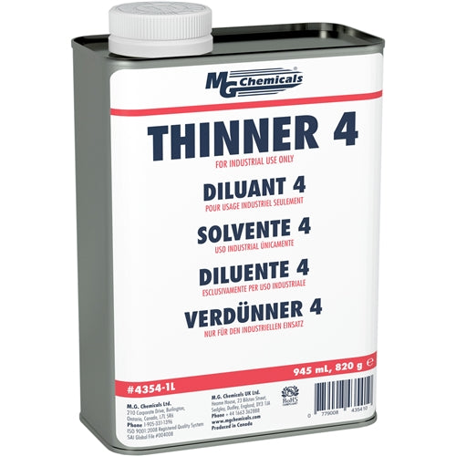 MG Chemicals 4354-1L Thinner 4 Solvent, Good Choice for Spray Applications