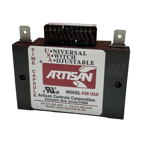 Artisan 438USA Time Delay Solid State Timer, Delay-On-Make, 1-1024 Sec, 19-288 Volts AC/DC, 1A Max, with Dip Switch