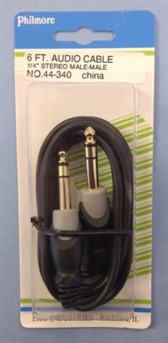 Philmore 44-340 Stereo 1/4" Male to Stereo 1/4" Male, Gold Plated Cable, 6' Length