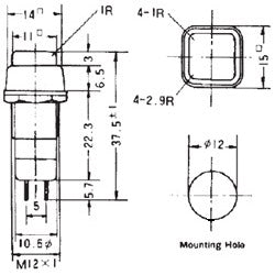 Mode 44-481-0 Push Button Switch, SPST Off-(On) N/O Momentary, 3A@125VAC, with Black Button, Solder Terminals