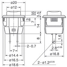 Mode 44-531N-0 Push Button Switch, SPST Off-(On) N/O Momentary, 3A@125VAC, Black Button, Solder Terminals