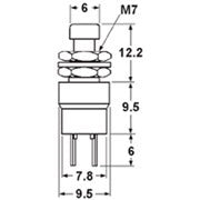 Mode 44-552-0 Push Button Switch, SPST Off-(On) N/O Momentary, 1A@125VAC, with Red Button, Solder Terminals