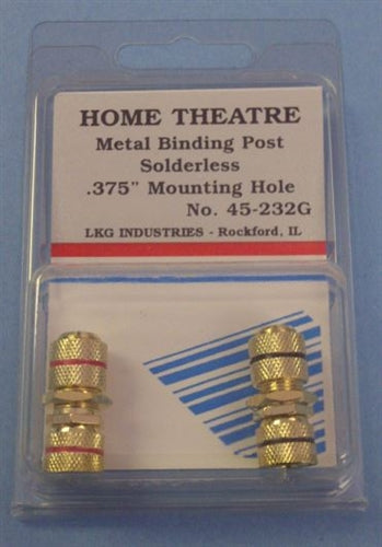 Philmore 45-232G Solderless Metal Binding Posts (1 Pair) Red & Black Color Band, Speaker Banana Jack
