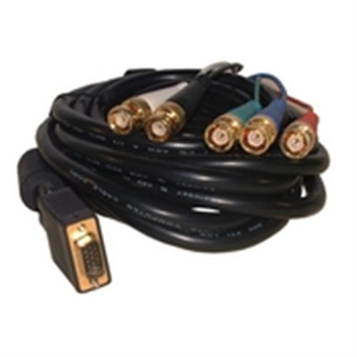 Philmore 45-5130 Shielded HDTV Video Cable, 15 Pin High Density Male (VGA) to 5 BNC Male, 12' Length