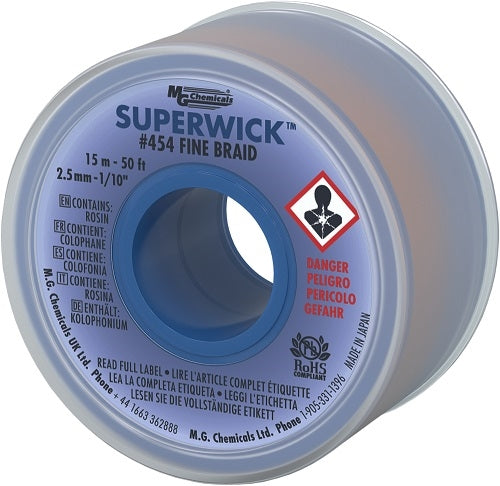 MG Chemicals 454 Super Wick #4 Blue .100" Desoldering Braid (50ft)