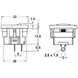 Mode 46-100-0 Round Rocker Switch SPST On-Off, 5A@125VAC / 3A@250VAC, Black with White Dot, Solder Terminals