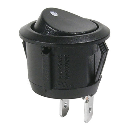 Mode 46-100J-0 Round Rocker Switch SPST On-Off, 16A@125VAC, 10A@250VAC, 20A@14VDC, 10A@28VDC, QC Terminals