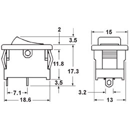 Mode 46-143J-1 Rocker Switch SPST On-Off, 10A@125VAC / 6A@250VAC, Black with White Dot, Solder Terminals