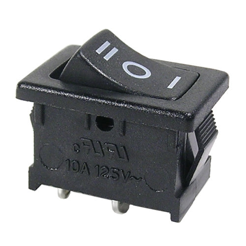 Mode 46-145J-1 Rocker Switch SPDT On-Off-On, 10A@125VAC / 6A@250VAC, Black Int. Symbol, Solder Terminals