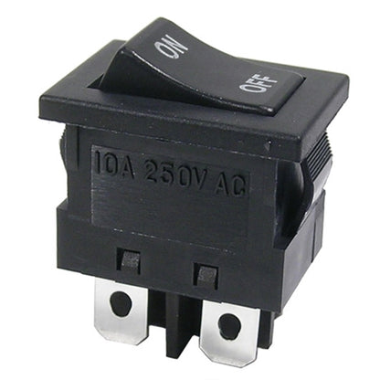 Mode 46-151-1 Rocker Switch DPST On-Off, 10A@250VAC, Black with 'On-Off', QC Terminals