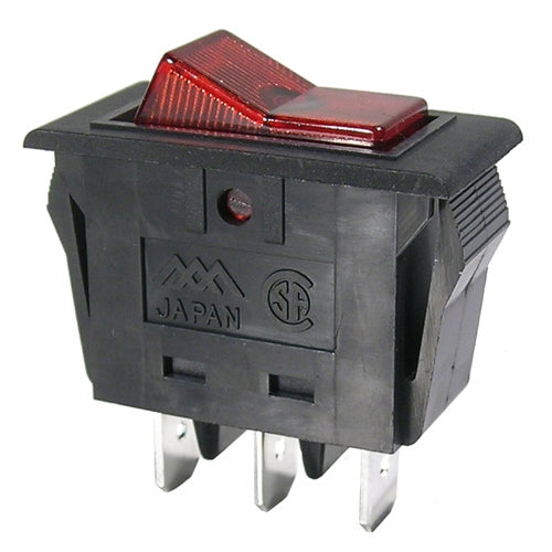 Mode 46-192-0 Rocker Switch SPST 15A@125VAC On-Off, Red Neon Indicator