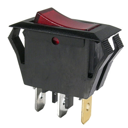 Mode 46-192J-0 Rocker Switch SPST On-Off, 15A@125VAC, Red Rocker, QC Terminals