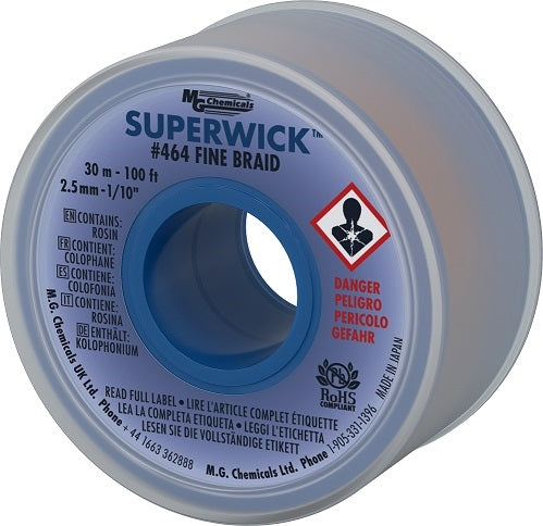 MG Chemicals 464 Super Wick #4 Blue .100" Desoldering Braid (100ft)