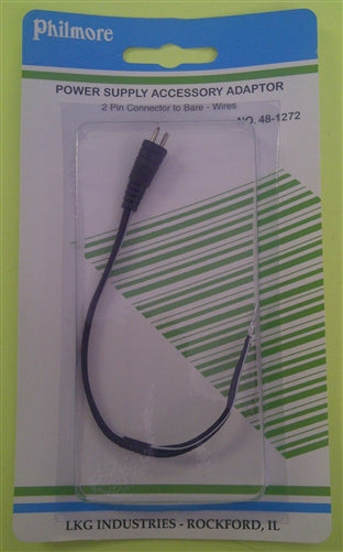 Philmore 48-1272 DC Power 2 Pin to Bare Wire Adapter, 6" Long Bare-Wire Leads
