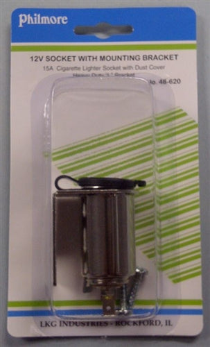 Philmore 48-620 12V Lighter Socket with Mounting Bracket and .250" Quick Connect Terminals