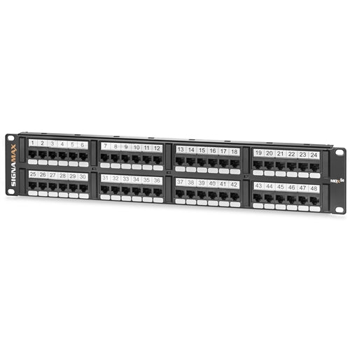 Signamax 48458MDX-C5E 48 Port Loaded Cat5e Mdx-Series Unshielded Patch Panel, 2 RU (2U)
