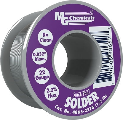 MG Chemicals 4865-227G Solder 22AWG .032" 63/37 No Clean 1/2LB