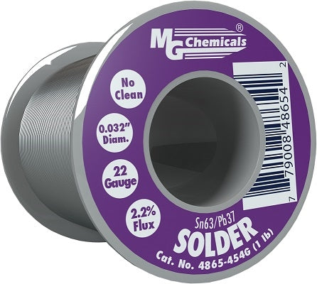 MG Chemicals 4865-454G Solder 22AWG .032" 1LB Leaded 63/37 No Clean