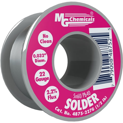 MG Chemicals 4875-227G No Clean Solder Wire SN60/PB40 Spool 00.81mm (0.032 in) 227 G (0.5 LB) 21AWG