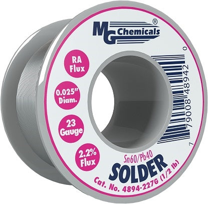 MG Chemicals 4894-227G RA Solder Wire SN60/PB40 Spool 0.63mm (0.025 in) 227 G (0.5 LB) 23AWG