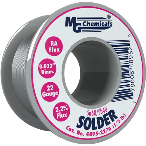 MG Chemicals 4895-227G RA Solder Wire SN60/PB40 Spool 0.81mm (0.032 in) 227 G (0.5 LB) 22AWG