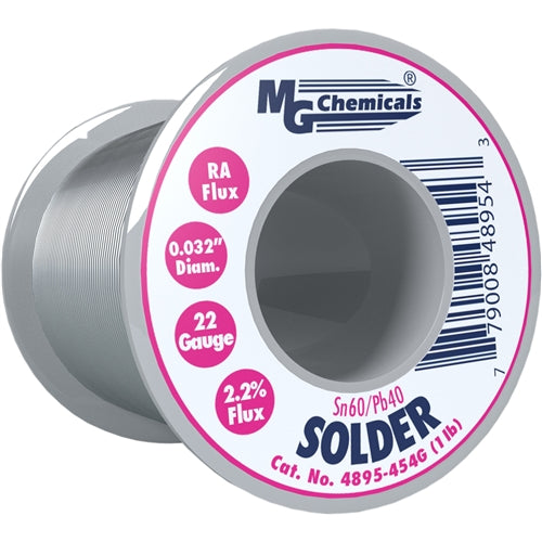 MG Chemicals 4895-454G RA Solder Wire SN60/PB40 Spool 0.81mm (0.032 in) 454 G (1 LB) 22AWG
