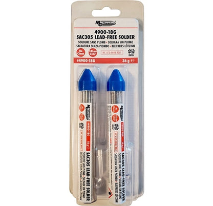 MG Chemicals 4900-18G Solder 21AWG .032" Lead Free SN96 18g (.6oz) (2PK) No Clean Flux Pocket Pack