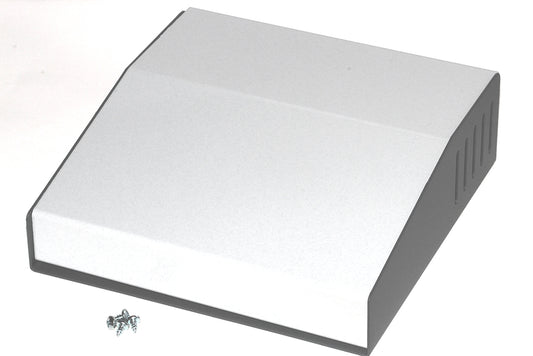 Hammond 500-0930 Sloped Aluminum and Steel Console Enclosure with Side Ventilation, 15° Slope, 7.00" W x 7.00" D x 2.13" Rear H/1.20" Front H, Steel Rear Surface.
