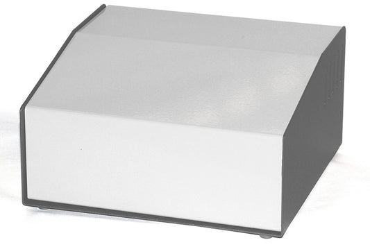 Hammond 500-0940 Sloped Aluminum and Steel Console Enclosure with Side Ventilation, 15° Slope, 7.60" W x 7.00" D x 3.78" Rear H/2.86" Front H, Steel Rear Surface.