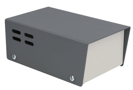 Hammond 512-0900 Ventilated Steel Instrument Enclosure, Reversible Sloped/Vertical Sides, Two-Tone Gray Finish, 3.00" W x 5.25" Top L/4.88" Bottom L x 2.00" H.