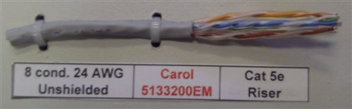 General Cable 24AWG 8 Conductor (4 Pair) Solid Unshielded Gray PVC CMR Cat5e 5133200EM (305M = Full Roll)