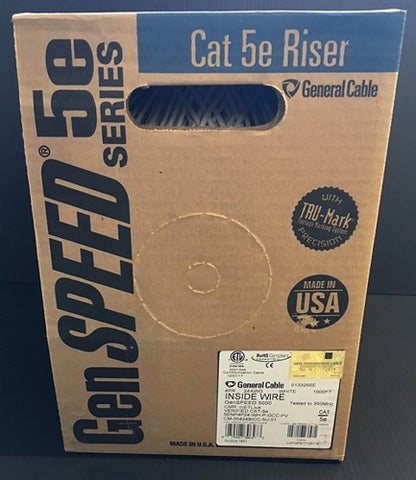 General Cable 5133255EM 24AWG 8 Conductor (4PR) Cat5e Solid Unshielded White PVC CMR FT4 (305M = Full Roll)