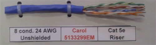 General Cable 5133299EM 24AWG 8 Conductor (4PR) Cat5e Solid Unshielded Blue PVC CMR FT4 (305M = Full Roll)