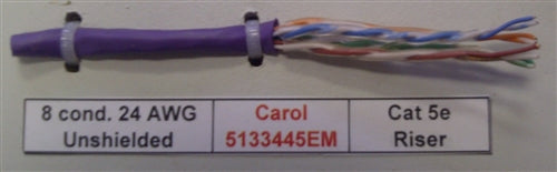 General Cable 5133445EM 24AWG 8 Conductor (4PR) Cat5e Solid Unshielded Purple PVC CMR FT4 (305M = Full Roll)