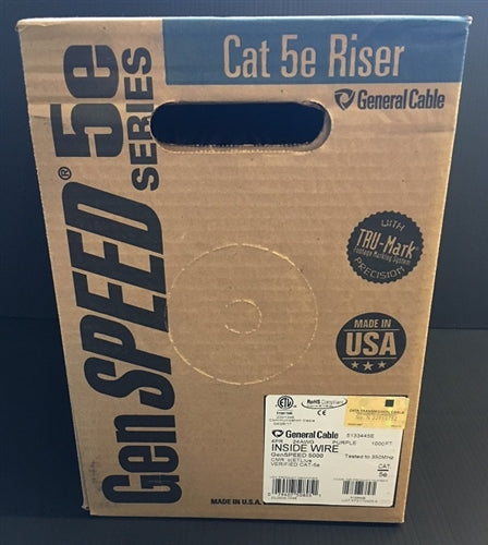 General Cable 5133445EM 24AWG 8 Conductor (4PR) Cat5e Solid Unshielded Purple PVC CMR FT4 (305M = Full Roll)