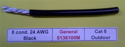 General Cable 5136100M Solid Unshielded Outdoor Rated Cat5e Black PE Direct Burial, Flooded Gel Cable (305M = Full Roll)