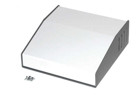 Hammond 515-0920 Sloped Aluminum and Steel Console Enclosure with Side Ventilation, 15° Slope, 6.00" W x 6.00" D x 2.13" Rear H/1.13" Front H, Aluminum Rear Surface.