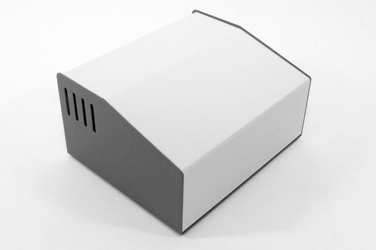 Hammond 515-0940 Sloped Aluminum and Steel Console Enclosure with Side Ventilation, 15° Slope, 7.40" W x 6.00" D x 3.78" Rear H/2.78" Front H, Aluminum Rear Surface.