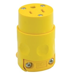 Leviton 515CV 2 Pole 3 Wire AC Female Plug, 15A-125V, NEMA 5-15R, Yellow