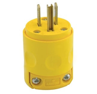 Leviton 515PV 2 Pole 3 Wire AC Male Plug, 15A-125V, NEMA 5-15P, Yellow