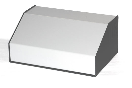 Hammond 519-0910 Sloped Aluminum and Steel Console Enclosure with Side Ventilation, 30° Slope, 8.50" W x 5.70" D x 3.78" Rear H/1.86" Front H, Aluminum Rear Surface.