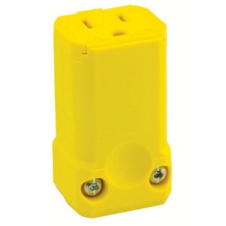 Leviton 5259-VY 2 Pole 3 Wire Industrial Grade AC Female Plug, Grounding, 15A-125V, NEMA 5-15R, Yellow