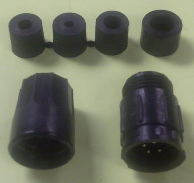 Conxall 5282-4PG-3DC Connector 4 Pin Male Cable Receptacle, IP67 Certified, 20AWG Gold Plated Contacts, Solder Style
