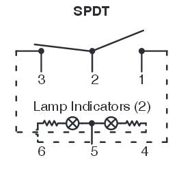 NTE 54-238W Waterproof Lighted Rocker Switch SPDT On-On, 20A@125VAC / 10A@250VAC / 21A@14VDC, Red/Green, QC Tabs