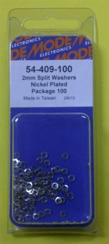 Mode 54-409-100 2mm Nickel Plated Split Lockwasher (Metric) 100/Pack