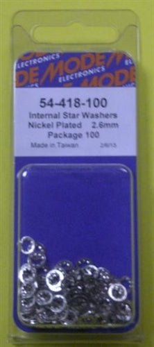 Mode 54-418-100 2.6mm Nickel Plated Internal Star Lockwasher (Metric) 100/Pack